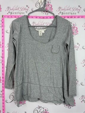 Max Studio Heather Gray Long Sleeve Scoop Neck Top